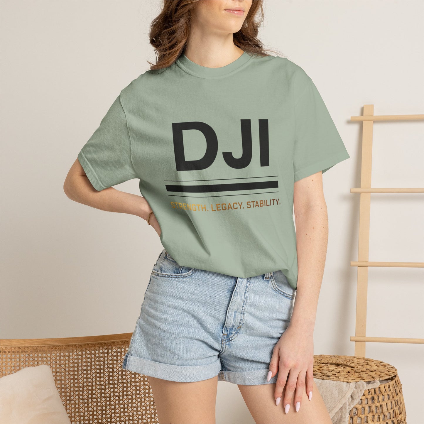 DJI Logo T-Shirt — Strength. Legacy. Stability. Crew Neck Tee