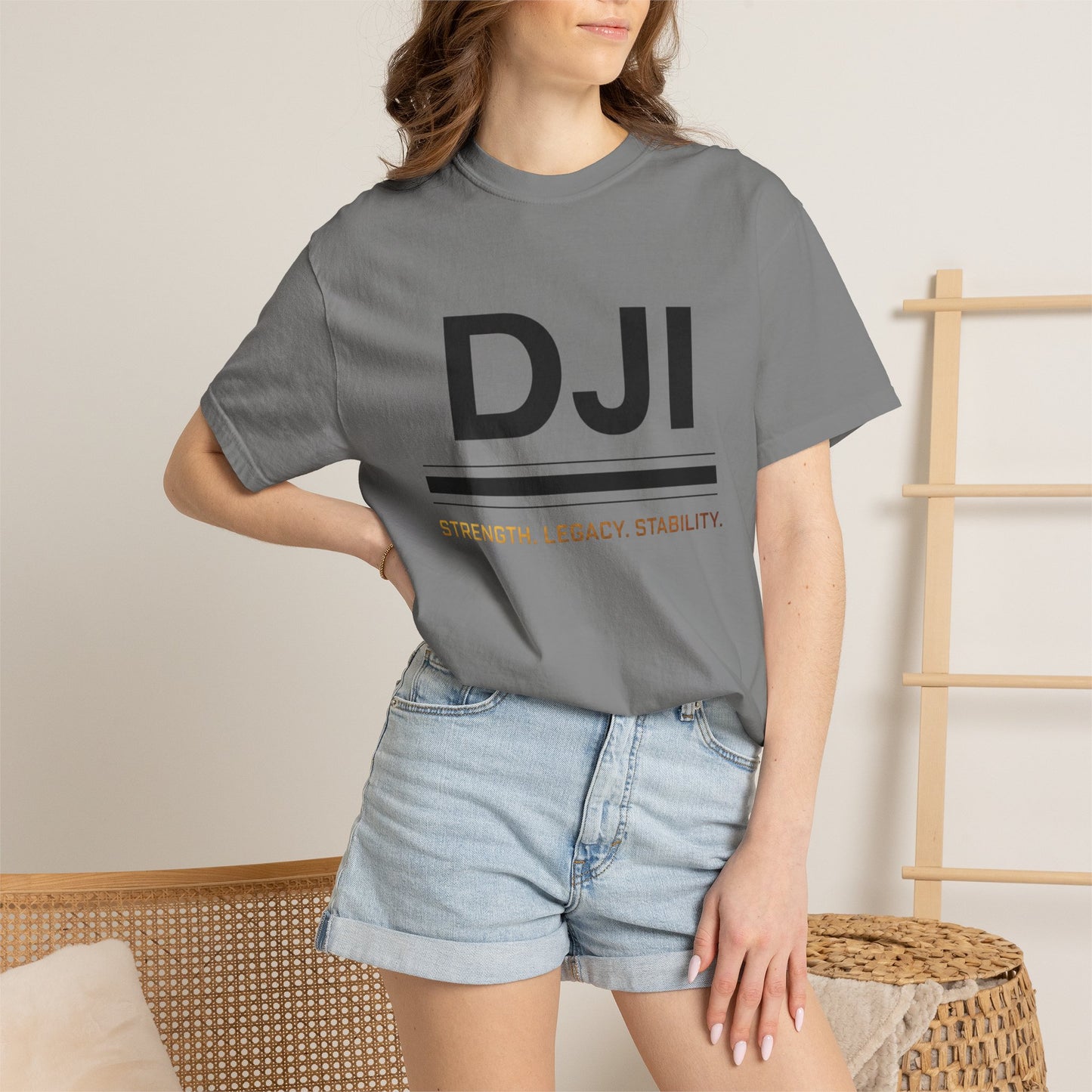 DJI Logo T-Shirt — Strength. Legacy. Stability. Crew Neck Tee