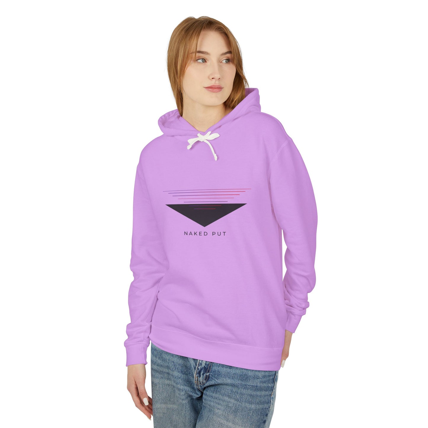 Naked Put Hoodie — Lightweight Hooded Sweatshirt with 'naked put' Graphic