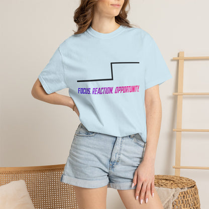 Focus. Reaction. Opportunity. T-Shirt — Minimalist Motivational Graphic Tee