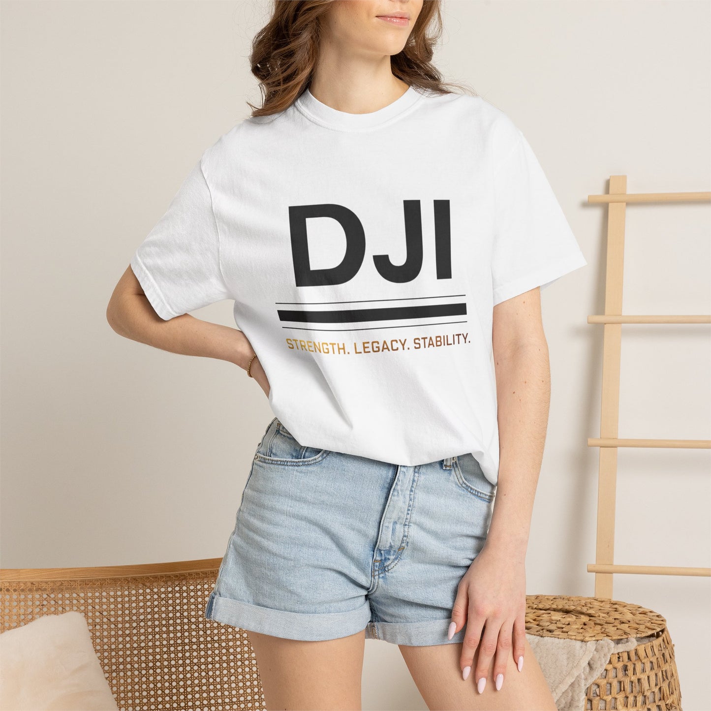DJI Logo T-Shirt — Strength. Legacy. Stability. Crew Neck Tee
