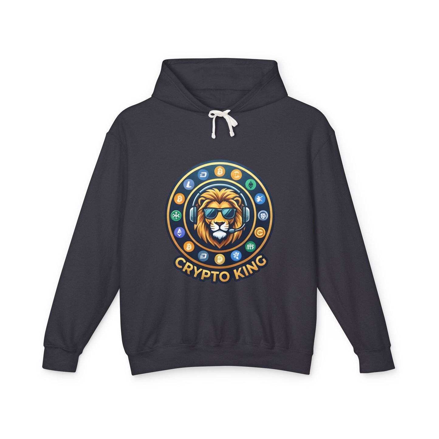 Crypto King Hoodie — Lion Crest Cryptocurrency Graphic Hoodie