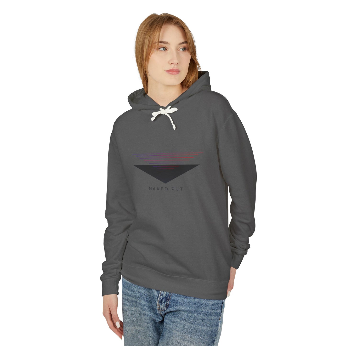 Naked Put Hoodie — Lightweight Hooded Sweatshirt with 'naked put' Graphic