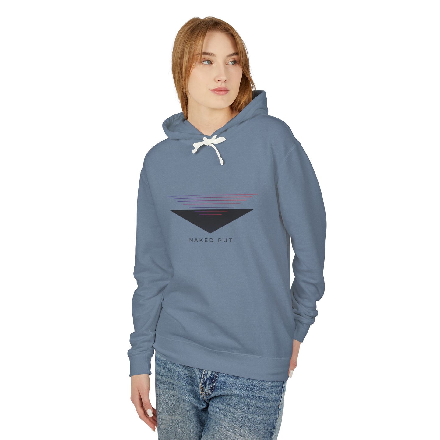 Naked Put Hoodie — Lightweight Hooded Sweatshirt with 'naked put' Graphic