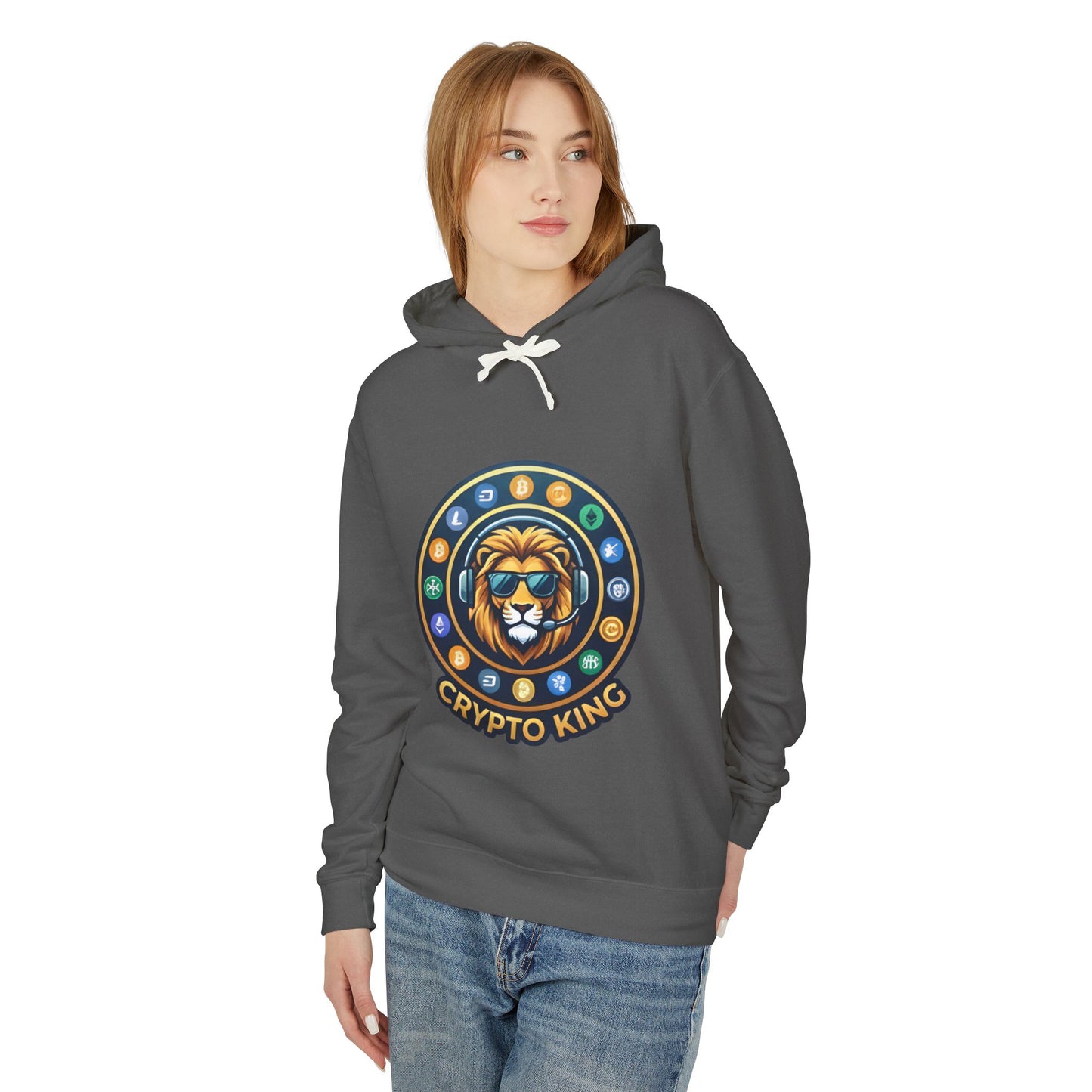 Crypto King Hoodie — Lion Crest Cryptocurrency Graphic Hoodie