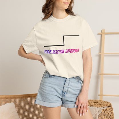 Focus. Reaction. Opportunity. T-Shirt — Minimalist Motivational Graphic Tee