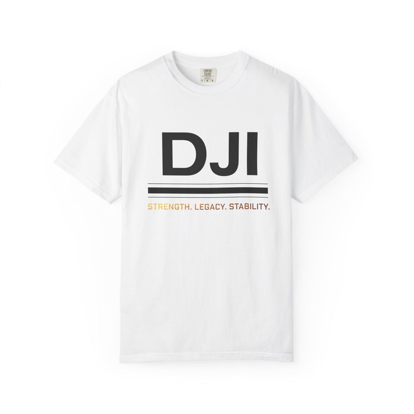 DJI Logo T-Shirt — Strength. Legacy. Stability. Crew Neck Tee